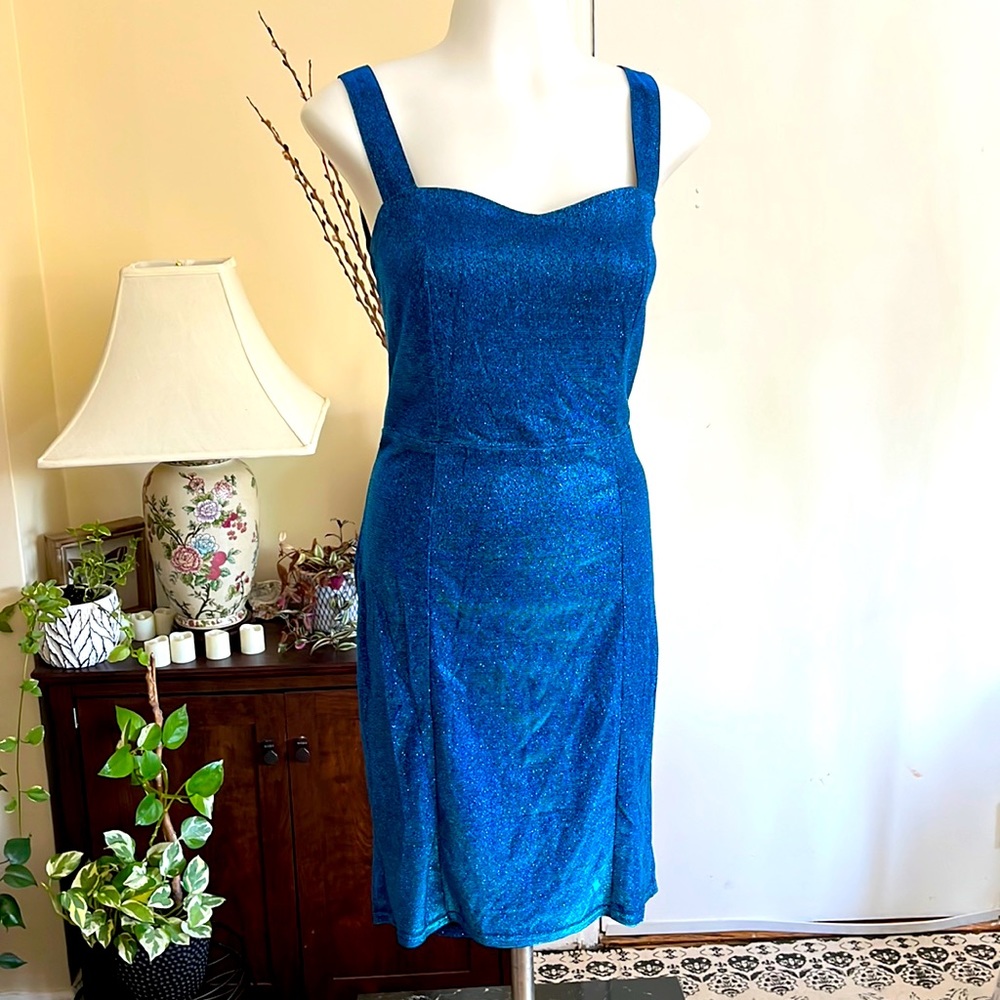💙Ocean blue Sparkly Party/Formal  Dress by Miss Ord  Women M- EUC